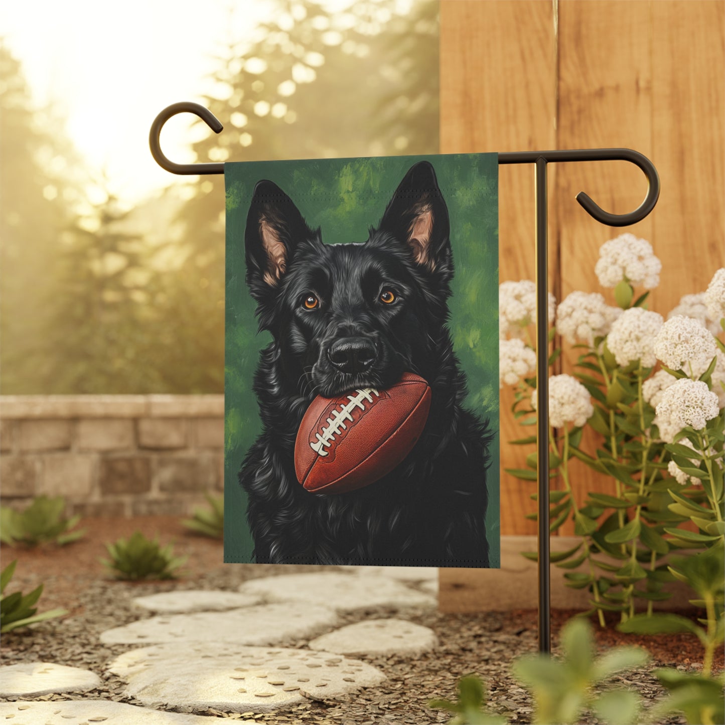 Black German Shepherd Football Banner