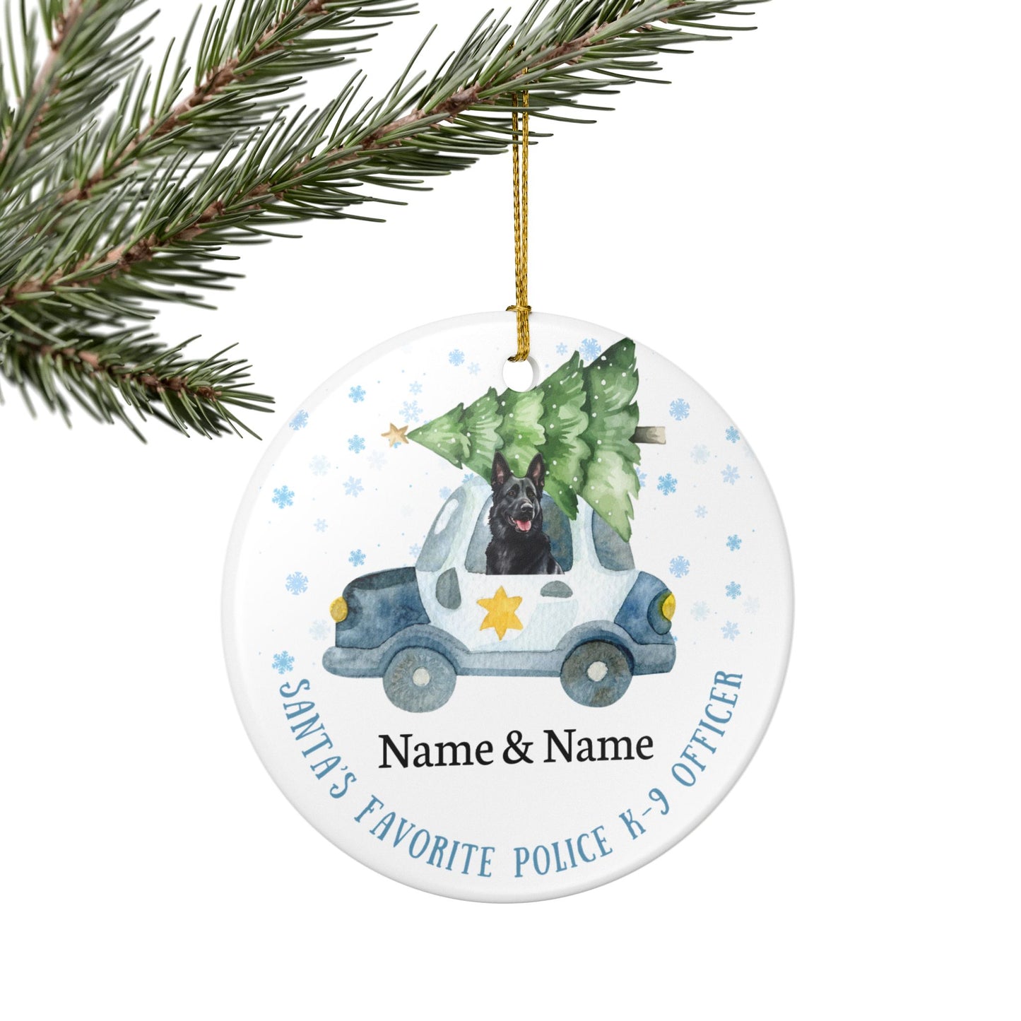Santa’s Favorite Black K-9 Officer Custom Ceramic Ornament