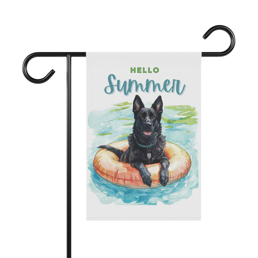 Summer Black German Shepherd Garden Banner