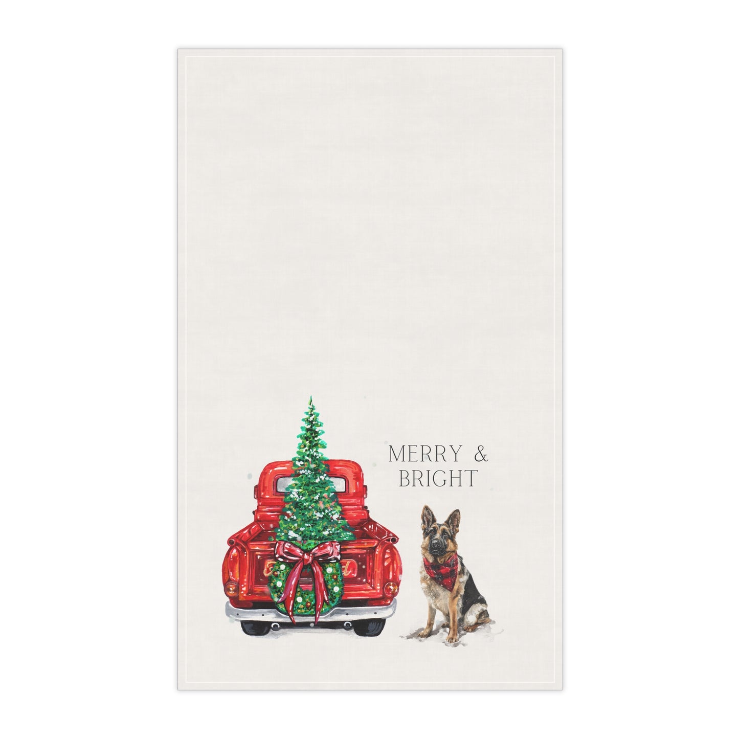 Merry and Bright GSD Christmas Kitchen Towel