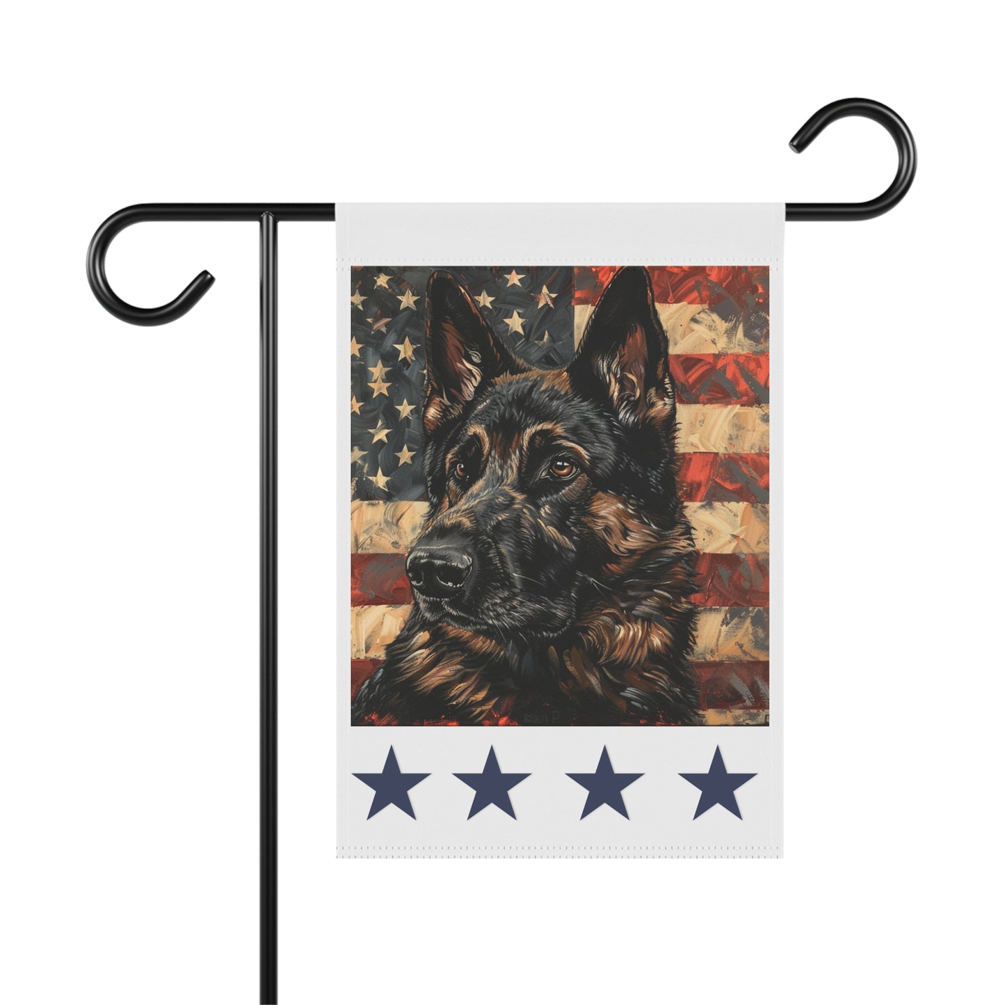 Sable German Shepherd Dog American Flag Garden banner