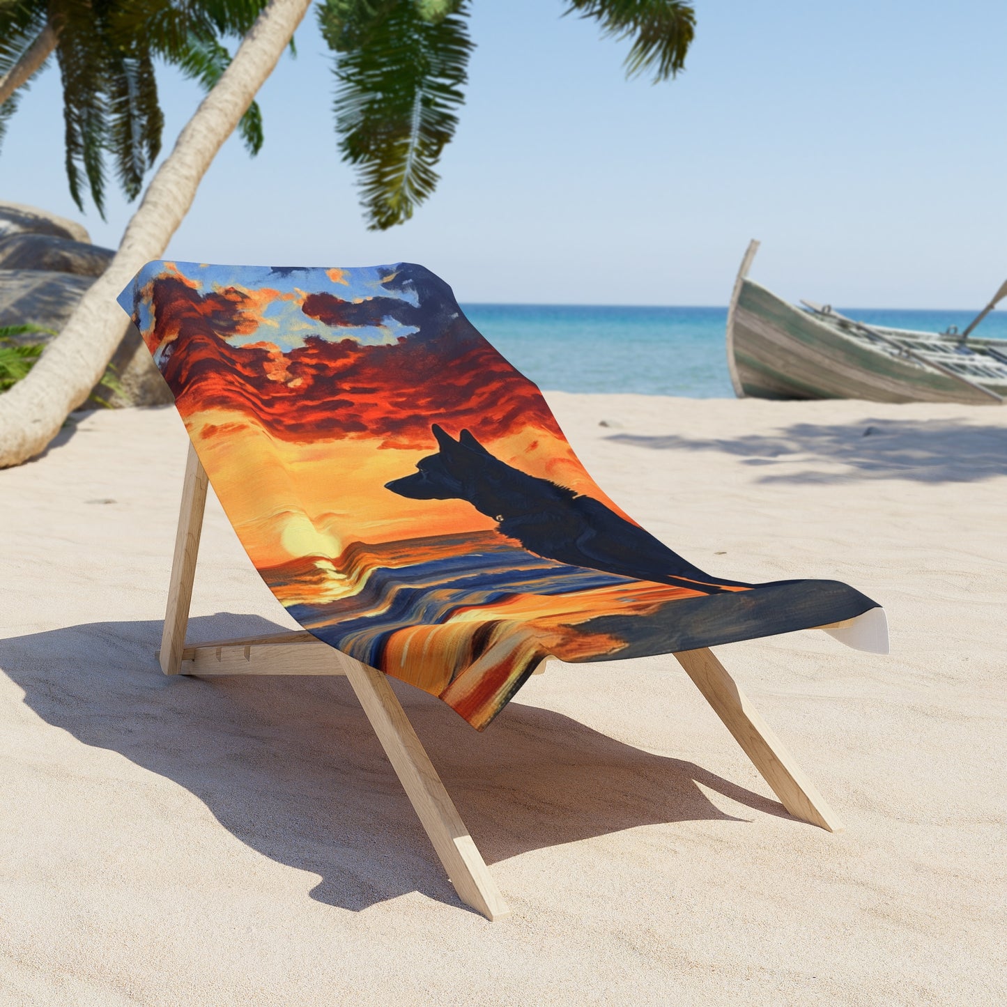 German Shepherd Sunset Beach Towel
