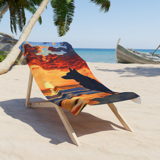 German Shepherd Sunset Beach Towel