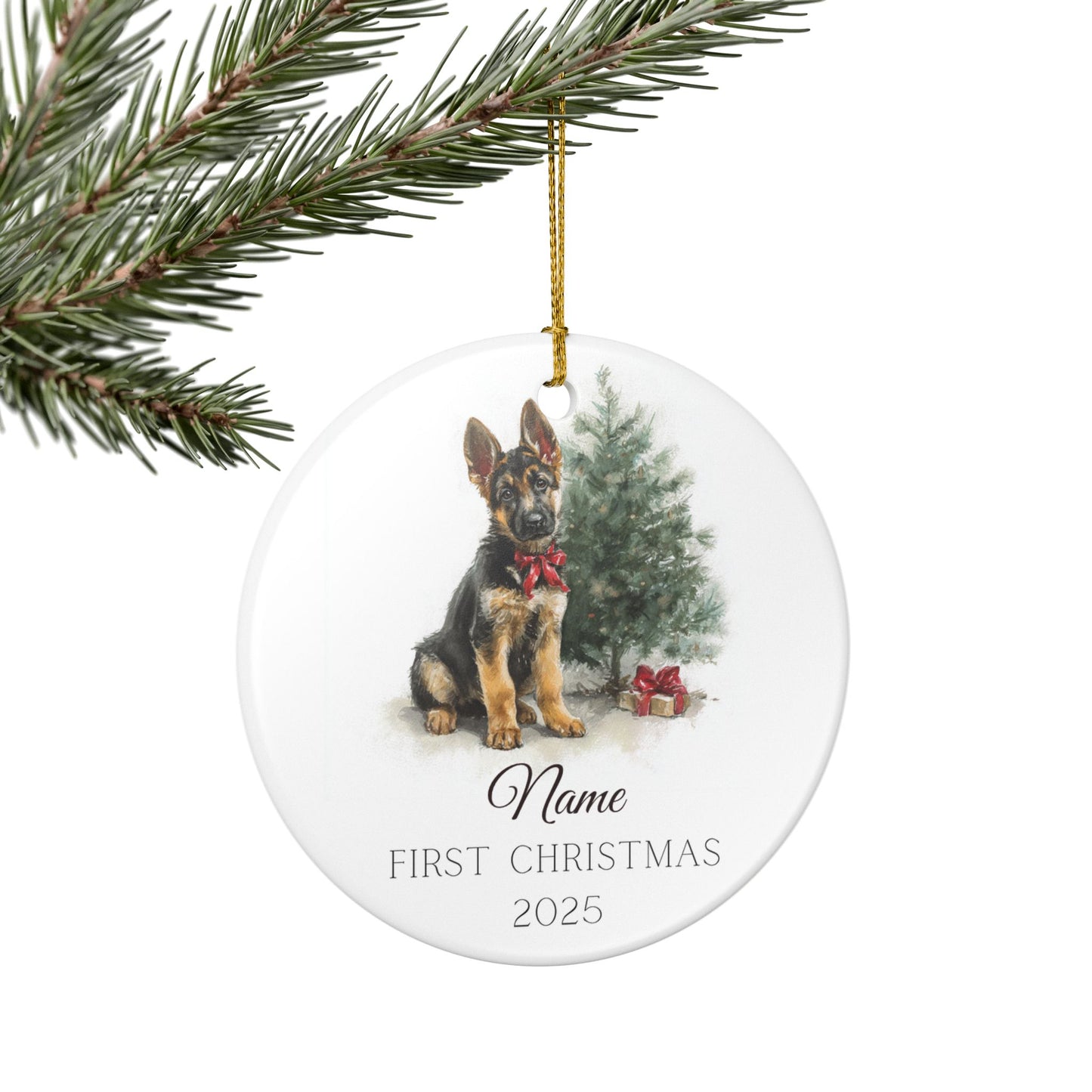 Puppy’s First Christmas Ornament – German Shepherd Edition