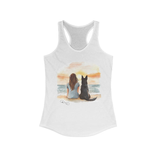 Brunette German Shepherd Mom Sunset White Tank Top
