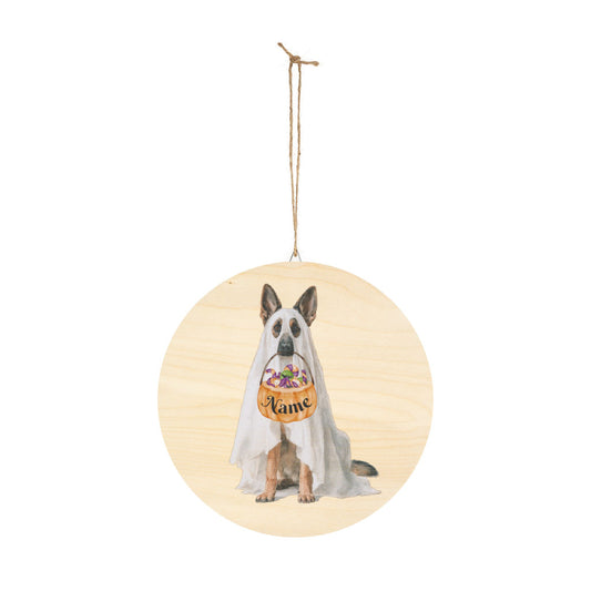 Personalized Ghost Shepherd Halloween Wooden Sign