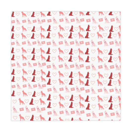 Valentine’s Day German Shepherd Tablecloth White