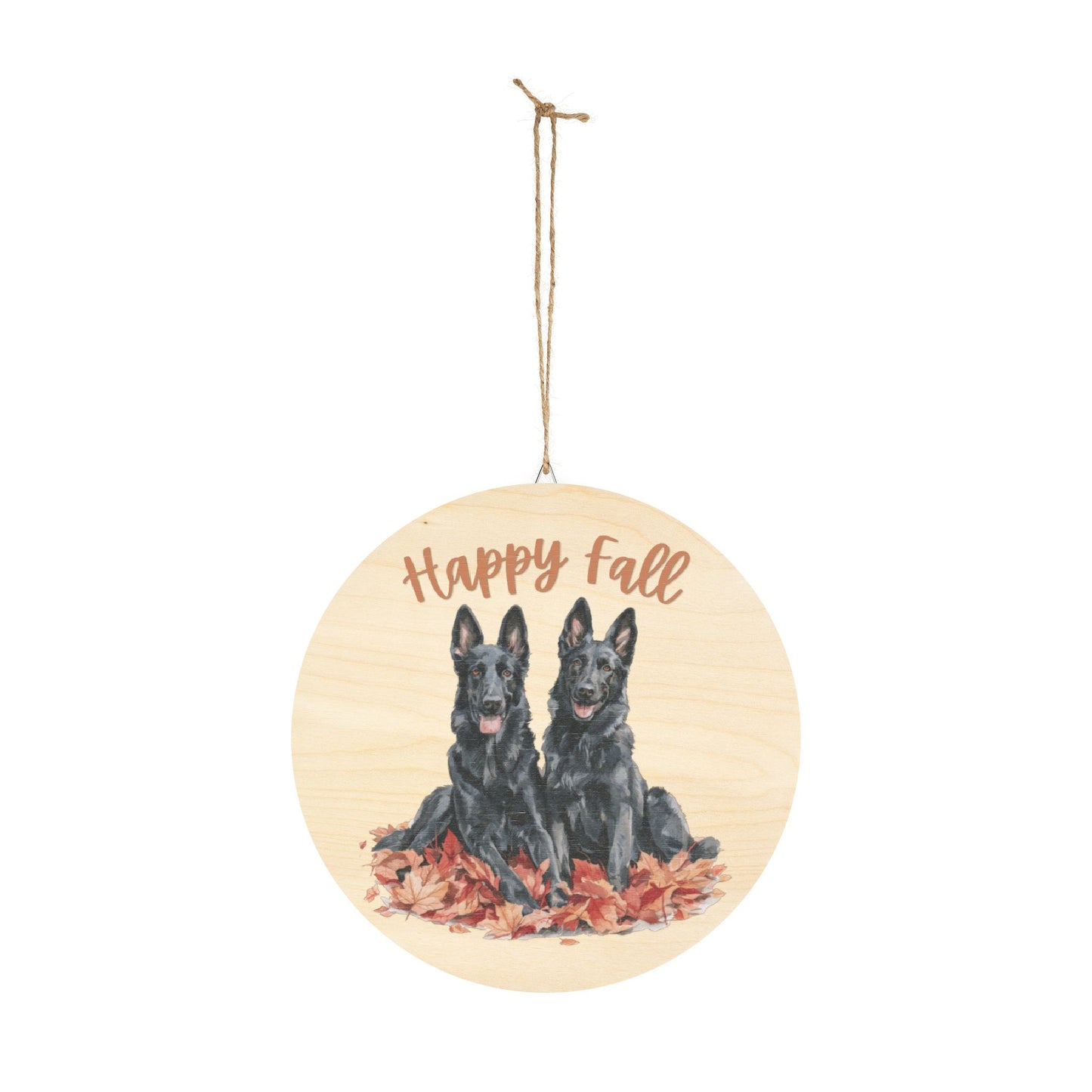Happy Fall Black German Shepherd Wooden Sign