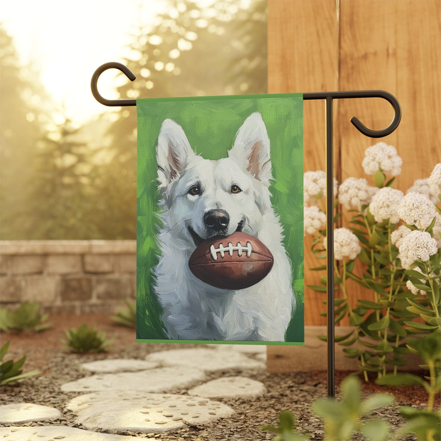 White German Shepherd Football Banner