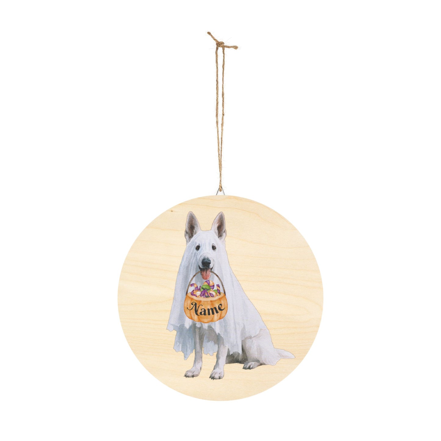 Personalized Ghost White Shepherd Halloween Wooden Sign