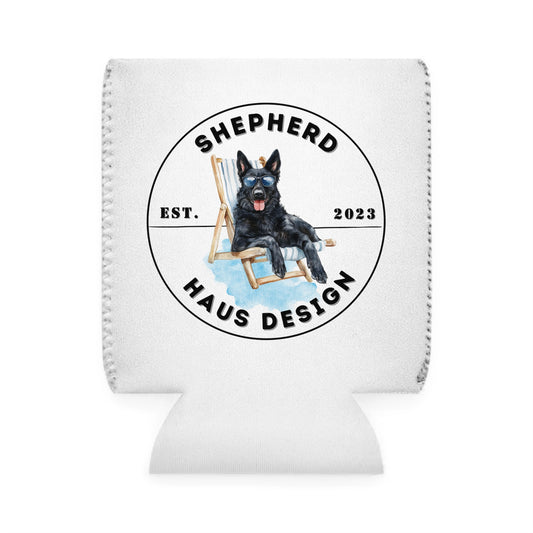 Black german shepherd can cooler sleeve summer tropical