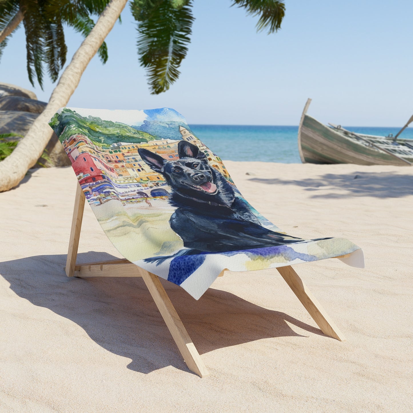 Black German Shepherd Positano Beach Towel