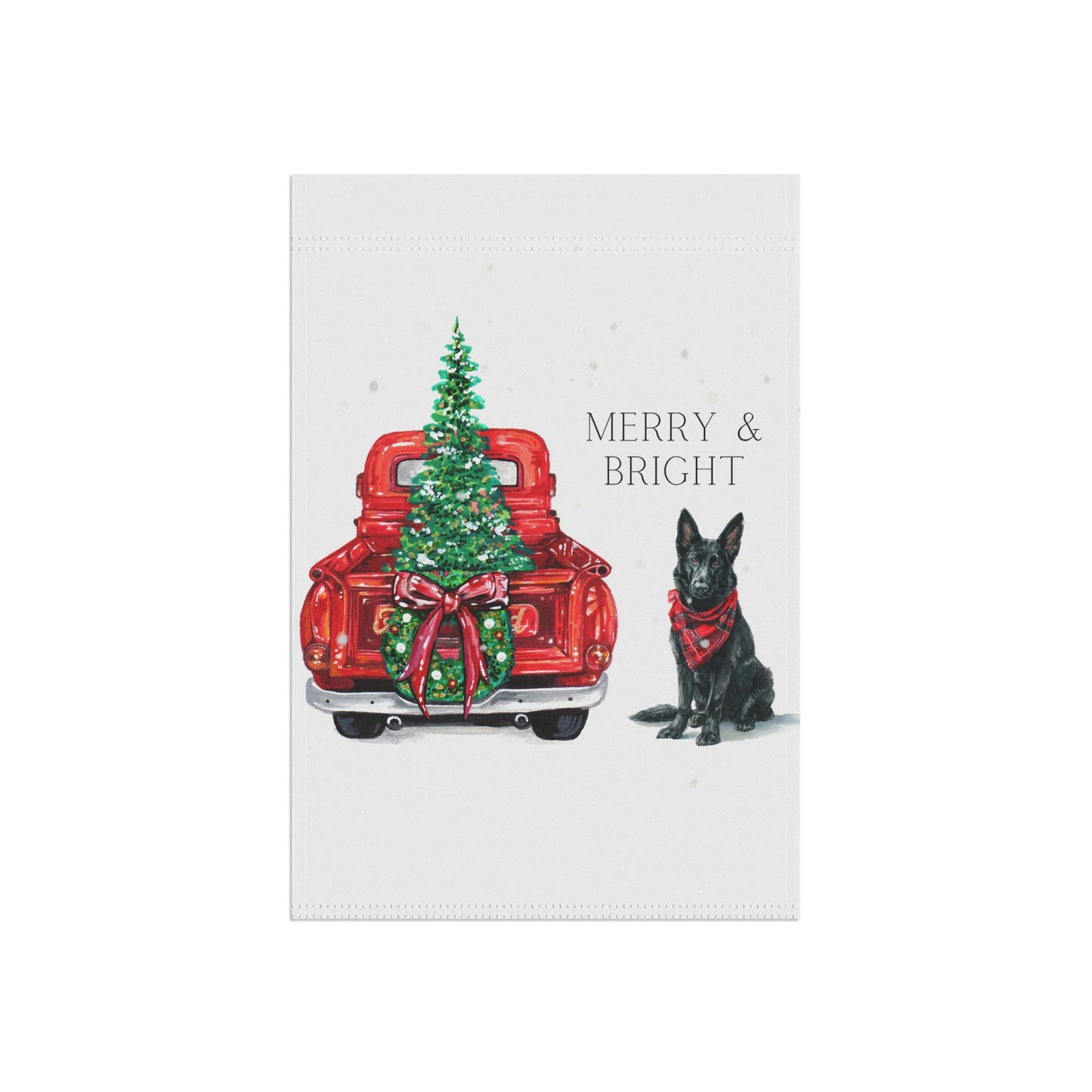 Merry and Bright Christmas Black GSD Banner
