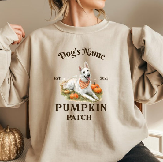 Custom White German Shepherd Pumpkin Patch Sweatshirt