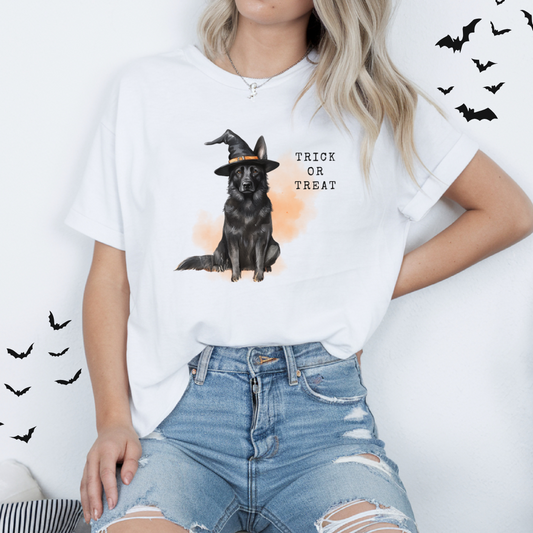 Black German Shepherd Witch T-Shirt