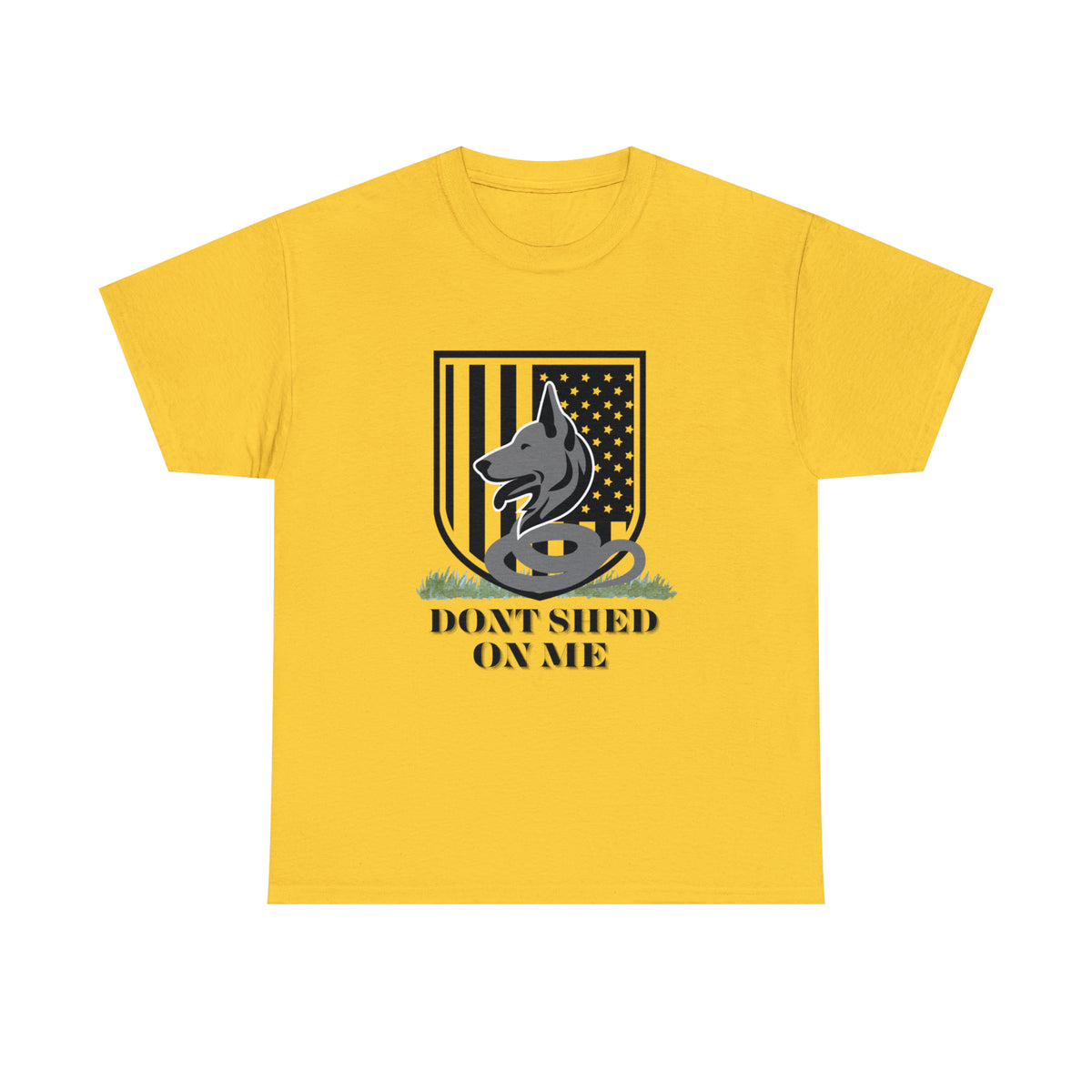 Yellow Don't Shed On Me funny German Shepherd men's t-shirt, patriotic parody design