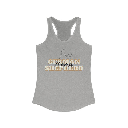 Heather gray German Shepherd Mama women's racerback tank top, dog mom gift