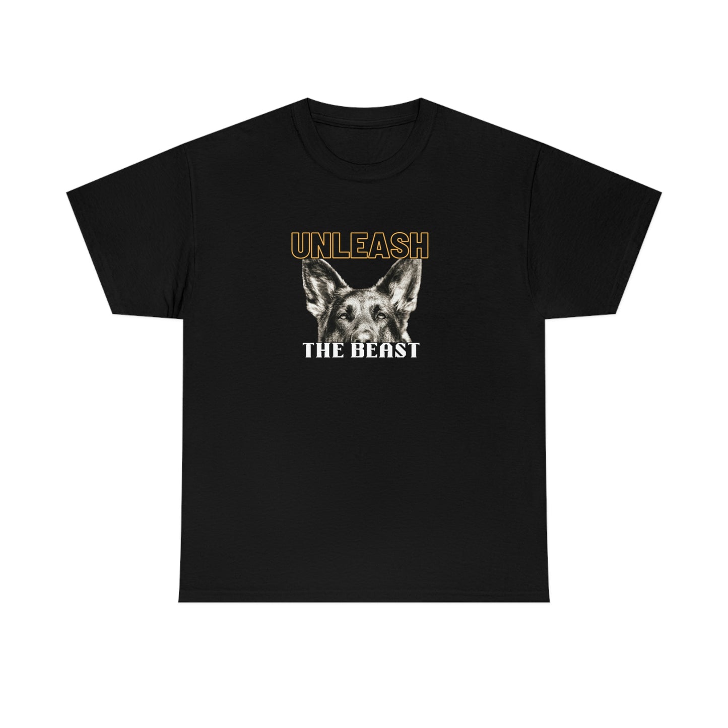 Men's German Shepherd dog T-Shirt that says 'unleash the beast'