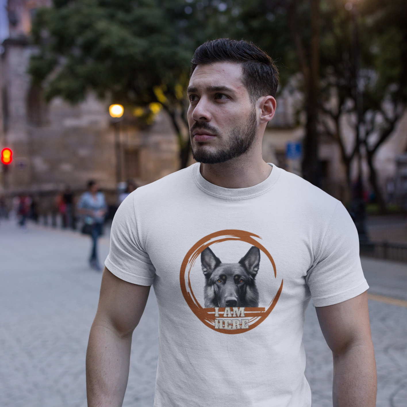 German Shepherd Dog Men's T-Shirt "I AM HERE"