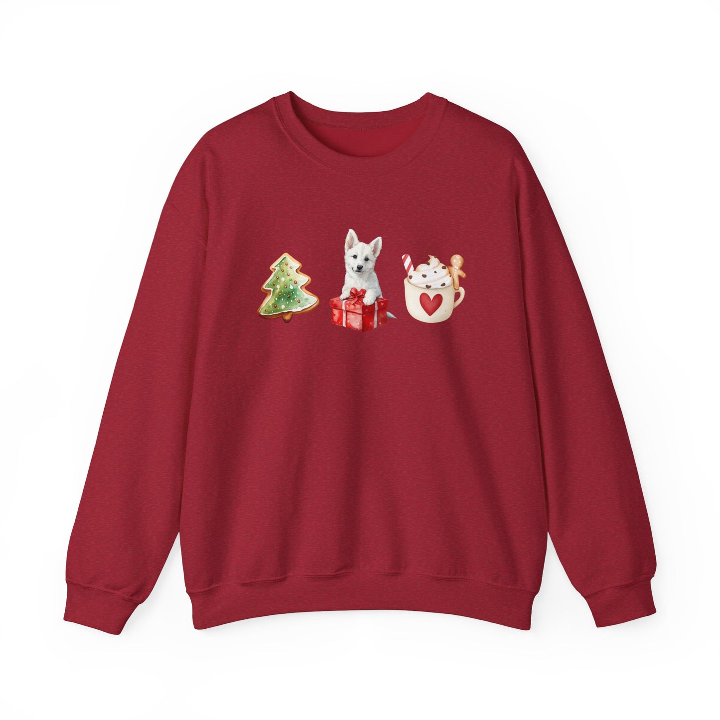 Christmas Pup White GSD Sweater