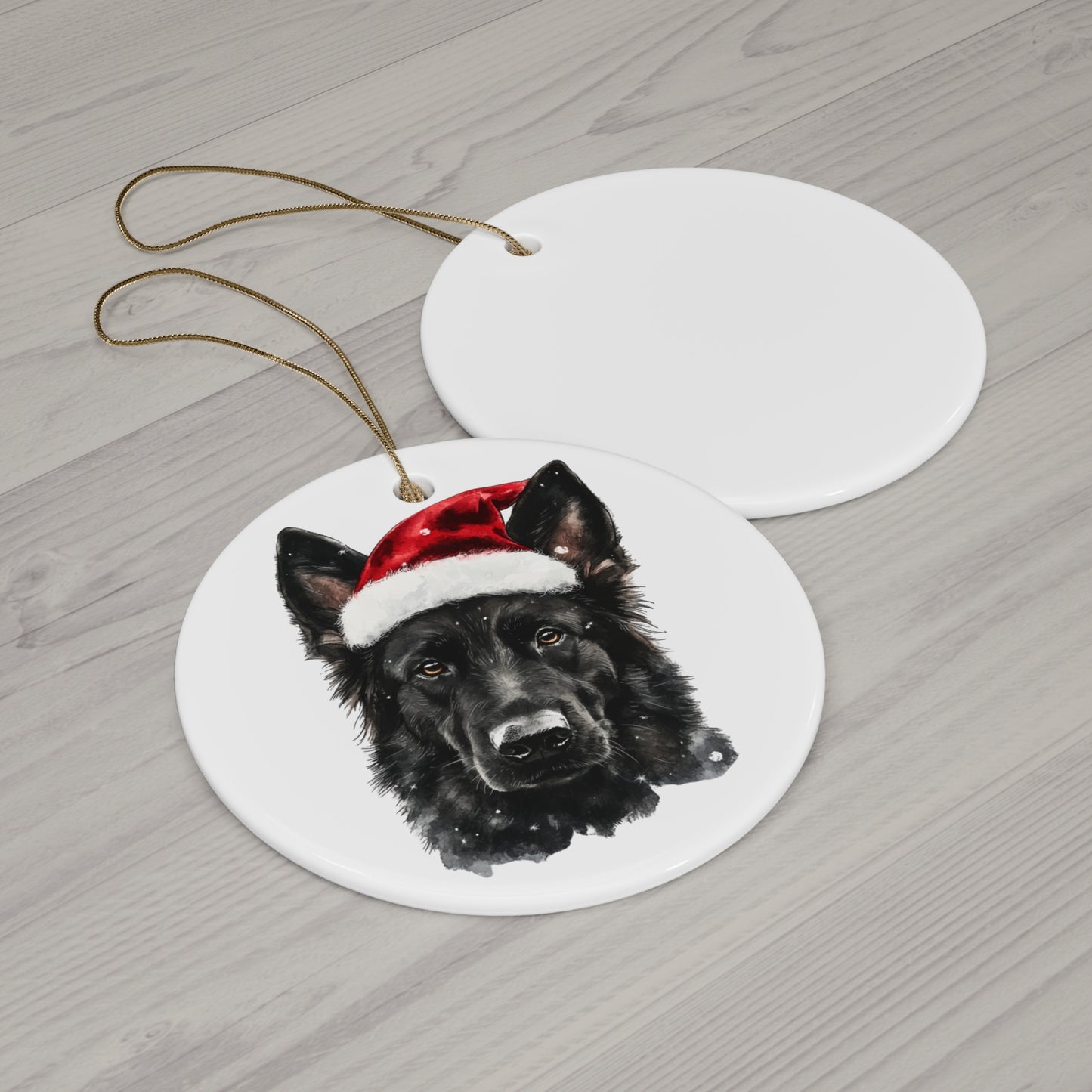 Black German Shepherd Christmas Ornament