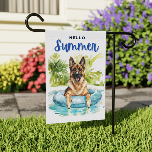german shepherd hello summer banner