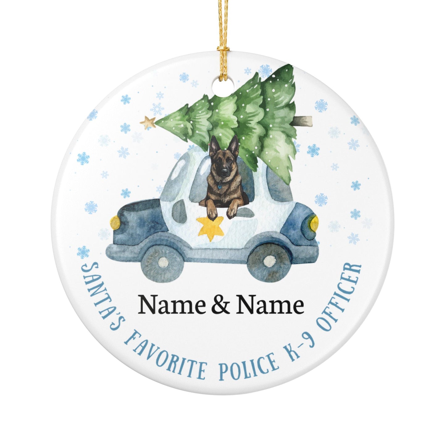 Santa’s Favorite Sable K-9 Officer Custom Ceramic Ornament
