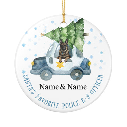 Santa’s Favorite Sable K-9 Officer Custom Ceramic Ornament