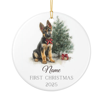 Puppy’s First Christmas Ornament – German Shepherd Edition