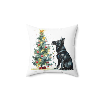 Black GSD Christmas Lights Pillow