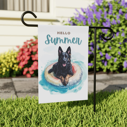 hello summer bi color german shepherd banner