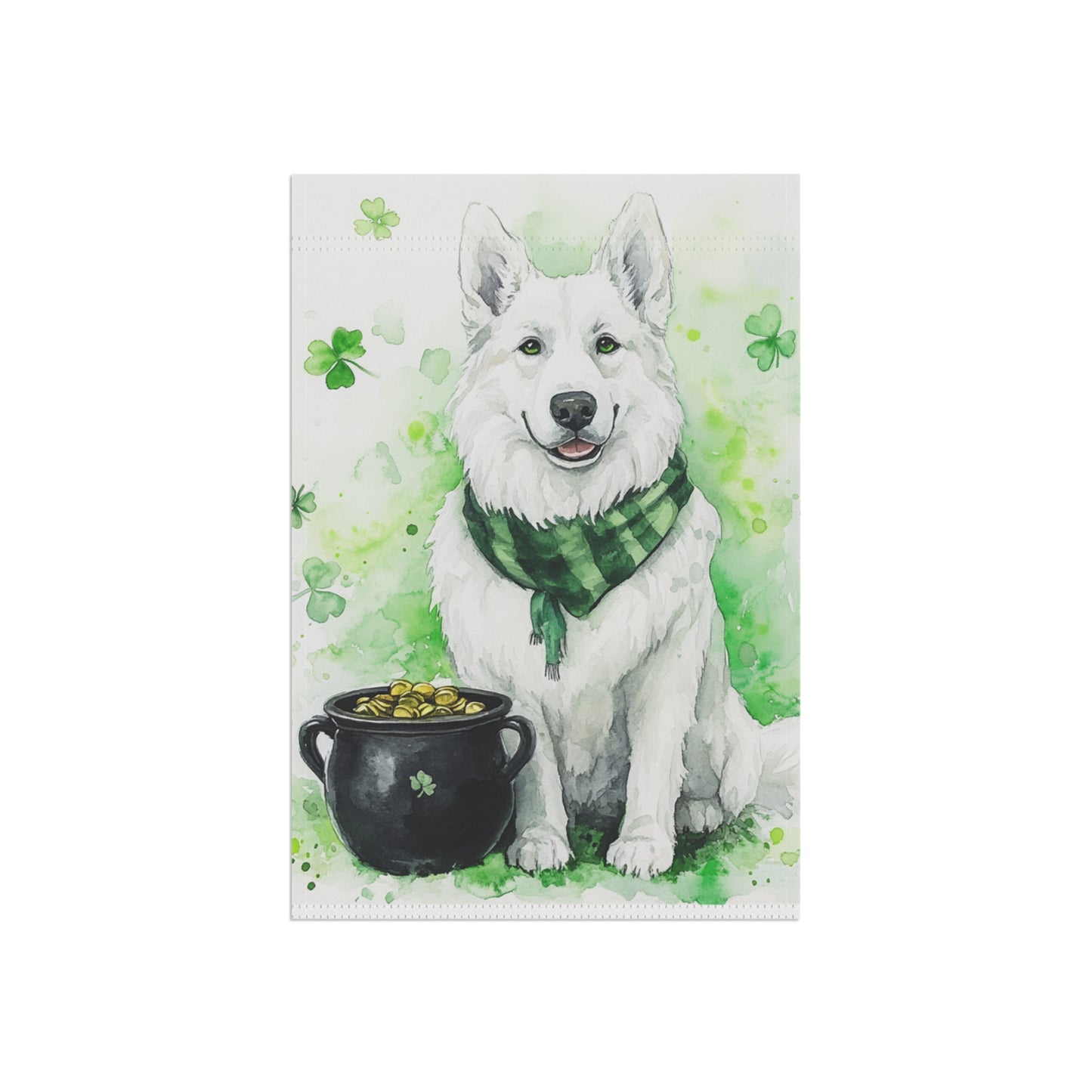 St. Patrick's Day White GSD Banner