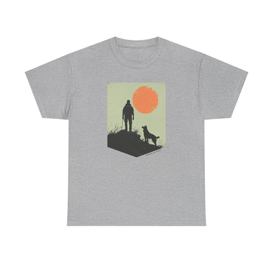 German Shepherd Dog Dad Adventure Hiking Gray Shirt 