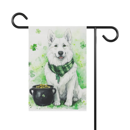 St. Patrick's Day White GSD Banner