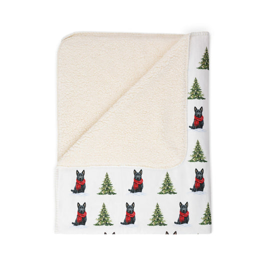 Black German Shepherd Christmas Blanket