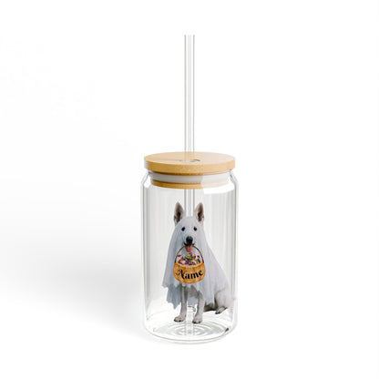 Personalized White Ghost Shepherd Glass Sipper