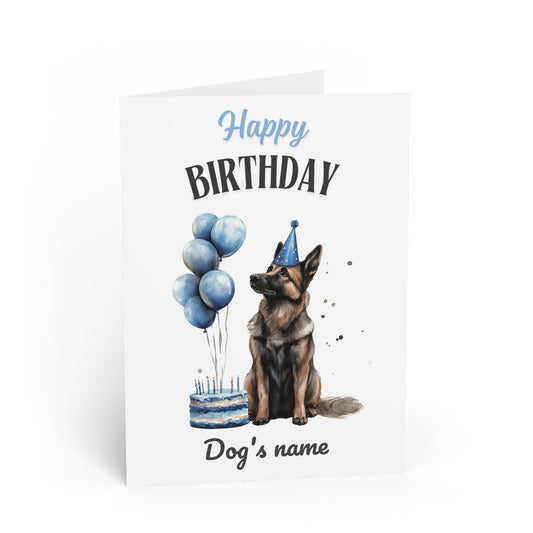 Custom Name Blue Sable GSD Birthday Card