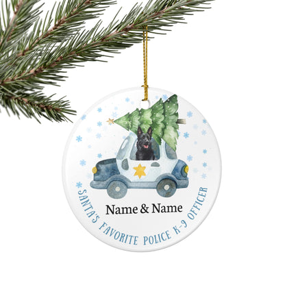 Santa’s Favorite Black K-9 Officer Custom Ceramic Ornament