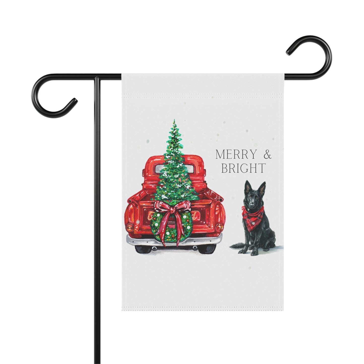 Merry and Bright Christmas Black GSD Banner