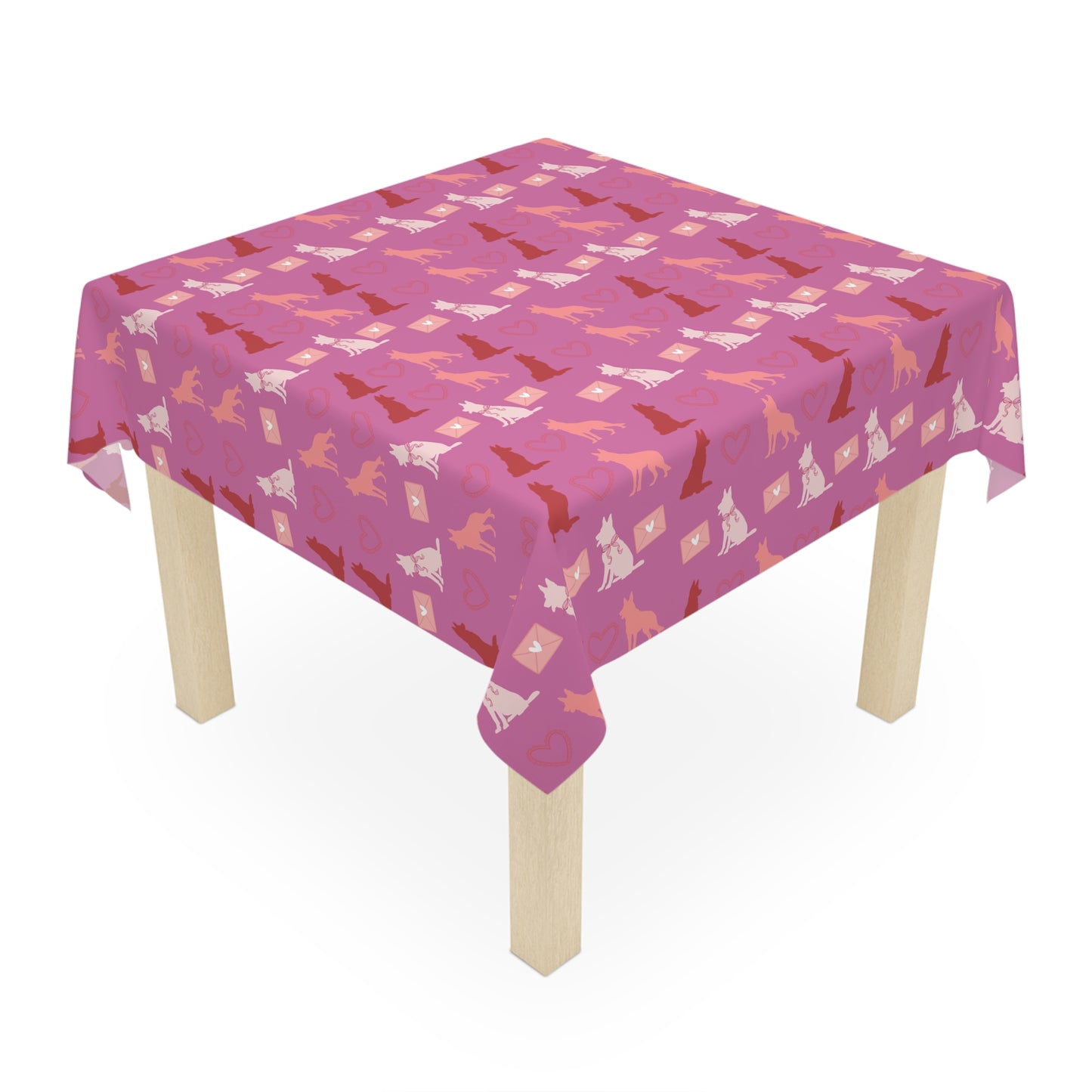 Valentine’s Day German Shepherd Tablecloth Pink