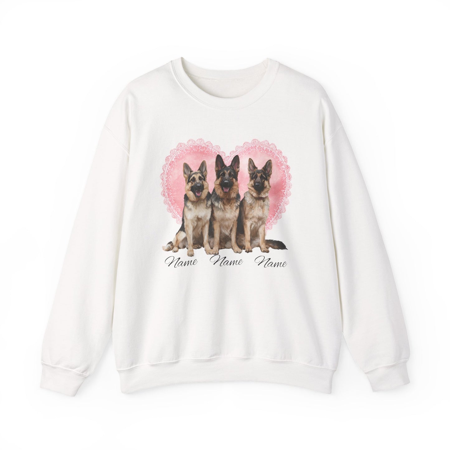 Personalized 3 German Shepherd Lace Heart Sweatshirt