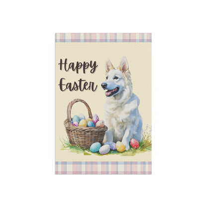 Happy Easter White GSD Plaid Banner