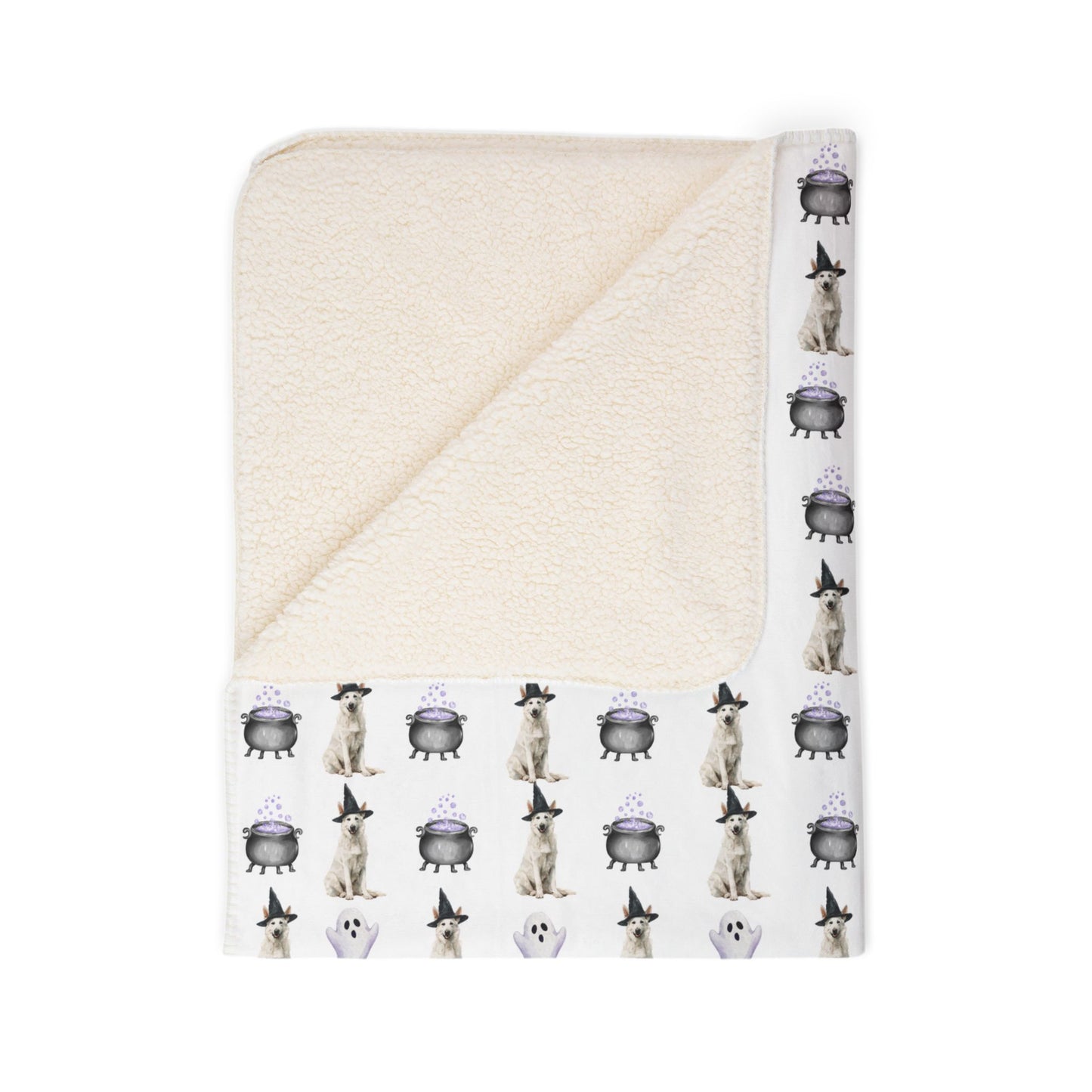 Shepherds & Spells White GSD Blanket