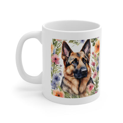 Floral German Shepherd Mug