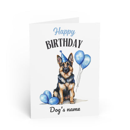 Custom Name Blue GSD Birthday Card