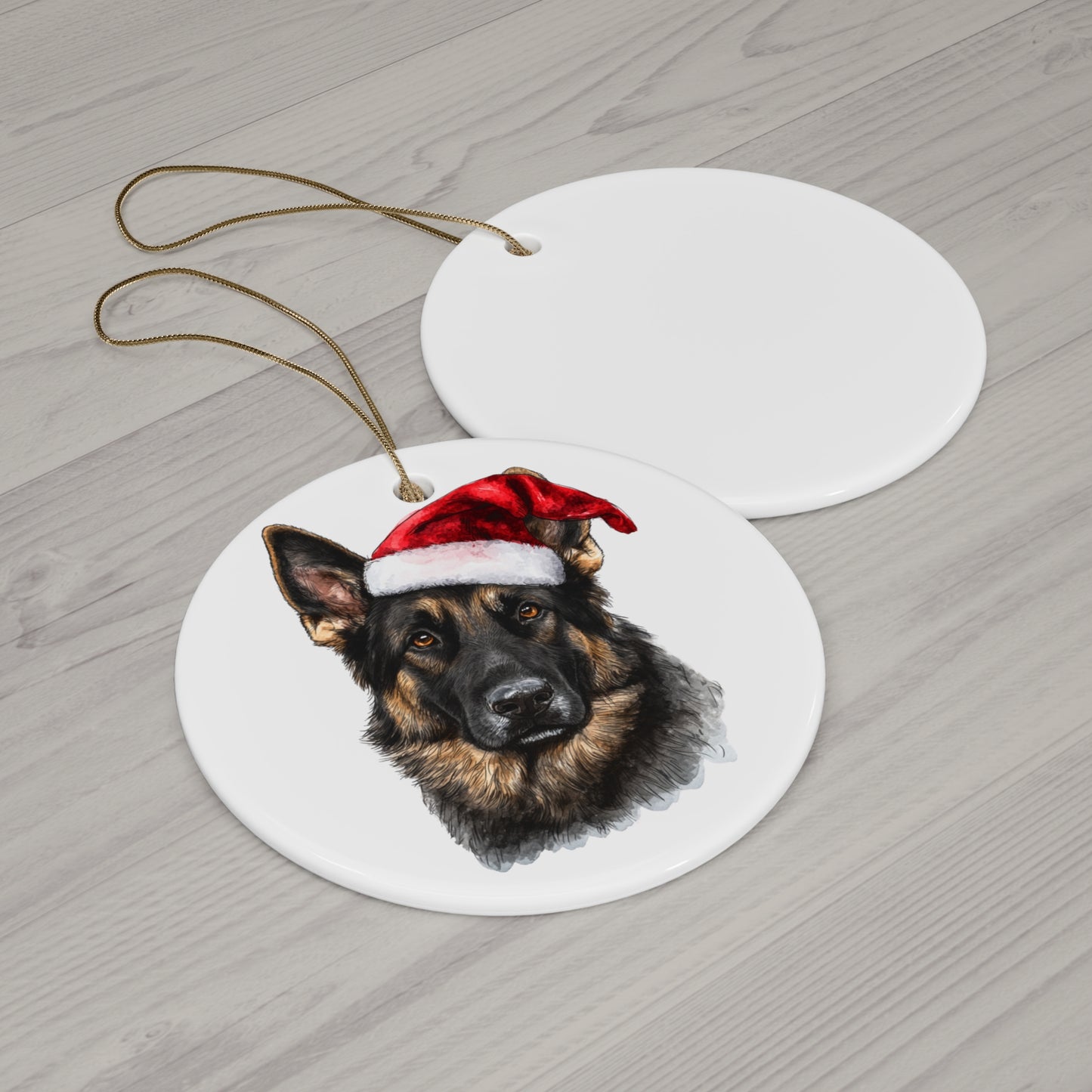 Dark German Shepherd Christmas Ornament