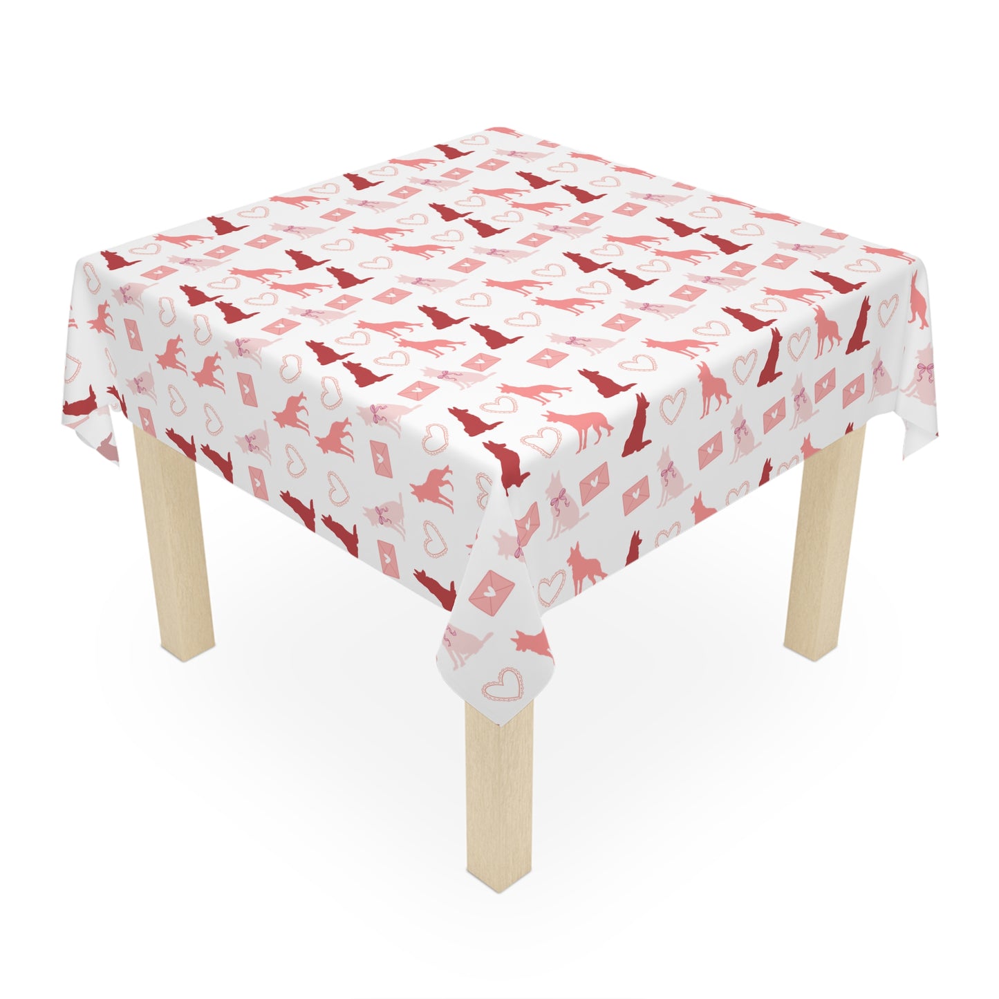 Valentine’s Day German Shepherd Tablecloth White