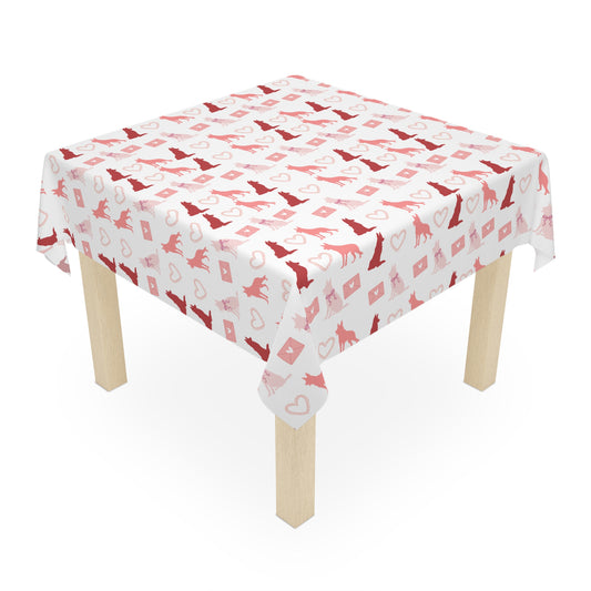 Valentine’s Day German Shepherd Tablecloth White
