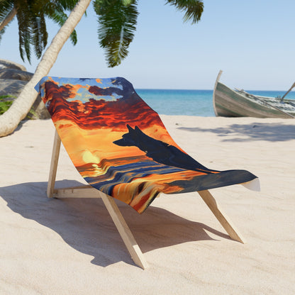 German Shepherd Sunset Beach Towel