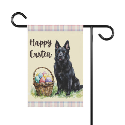 Happy Easter Black GSD Plaid Banner